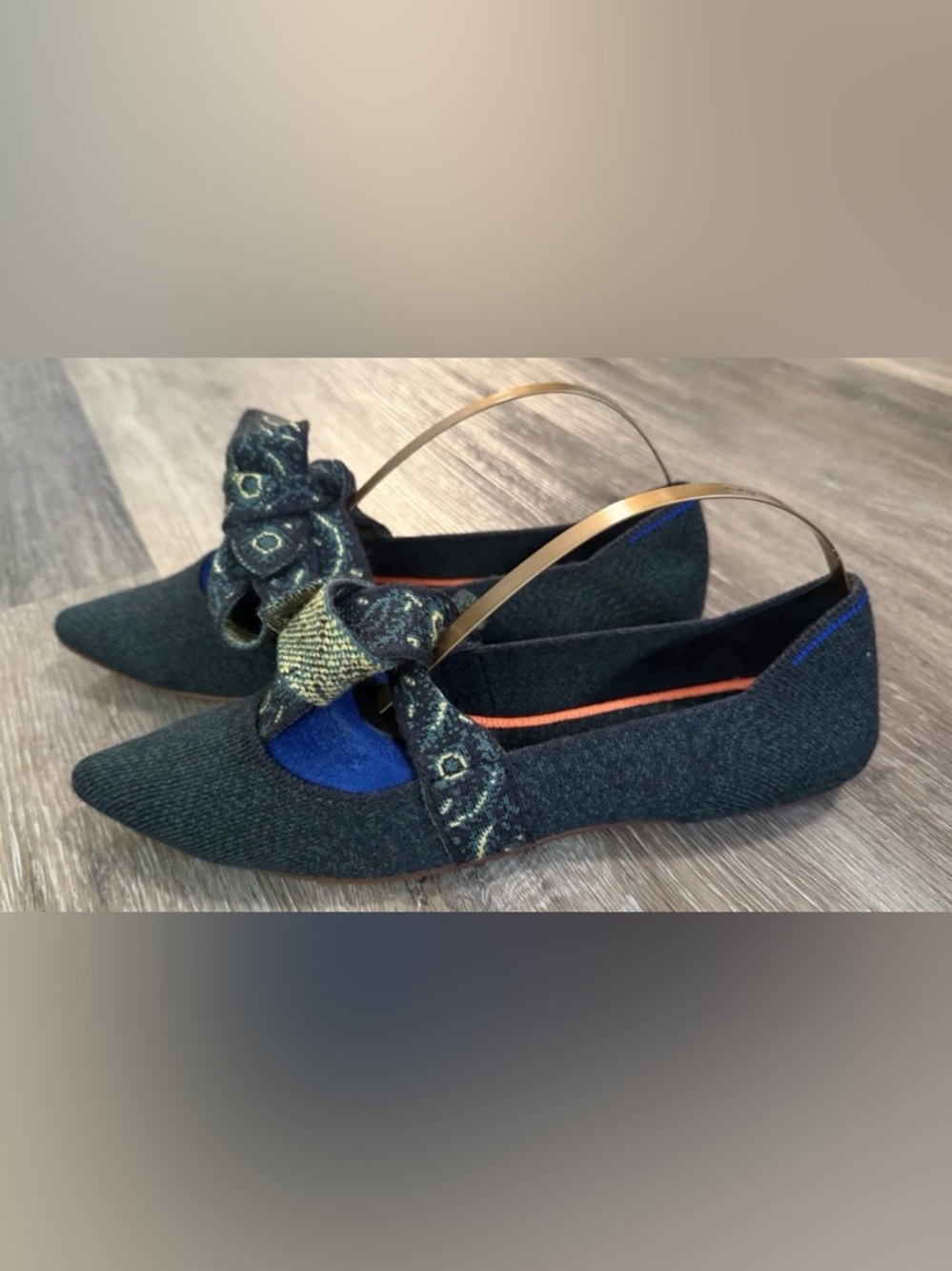 Rothy's The Mary Jane Shoes Peacock Textile Tie Ballet Flats Women's US  8